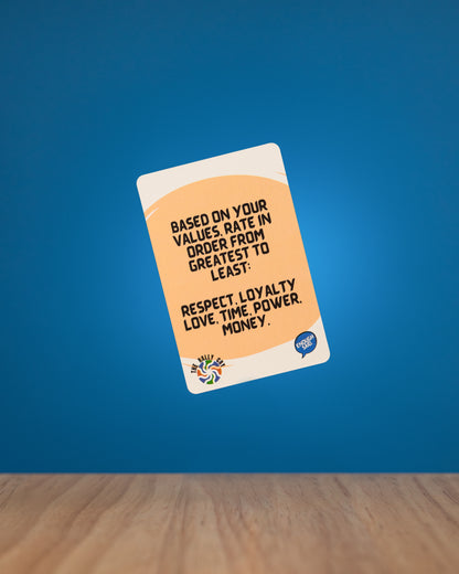 Based on your values, rate them in order from greatest to least. Respect, Loyalty, Love, Time, Power, Money. 